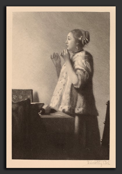 Timothy Cole after Johannes Vermeer, The Pearl Necklace, American, 1852 - 1931, 1916, wood