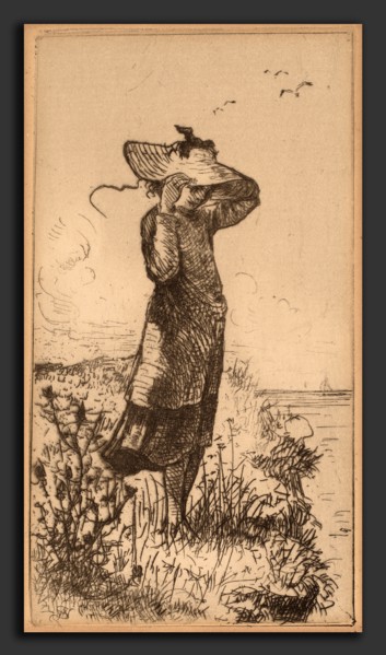 Walter Satterlee, A Fresh Breeze from the Sea, American, 1844 - 1908, etching