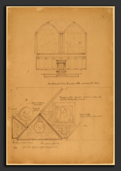 John Russell Pope, Study of an Altarpiece and Ceiling Panels, American, 1874 - 1937, d. 1896,