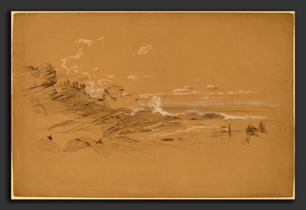 Aaron Draper Shattuck, Maine Coast, American, 1832 - 1928, 1861, graphite and white gouache on
