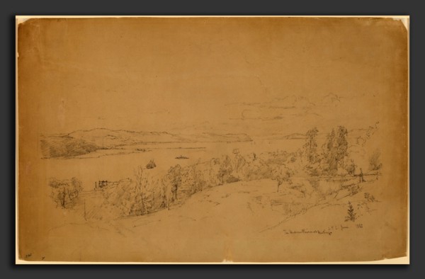 Jasper Francis Cropsey, The Hudson River at Hastings, American, 1823 - 1900, 1885, graphite on wove