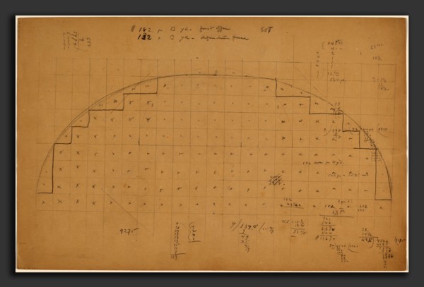 Charles Sprague Pearce, Diagram of a Lunette, American, 1851 - 1914, 1890-1897, graphite on tan