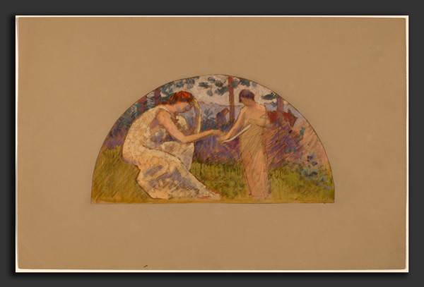 Charles Sprague Pearce, Study for a Lunette, American, 1851 - 1914, 1890-1897, oil and graphite on
