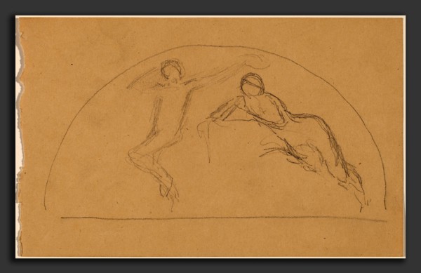 Charles Sprague Pearce, Study of Figures in a Lunette, American, 1851 - 1914, 1890-1897, graphite