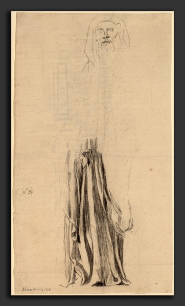 John La Farge, Study for Moses - Trinity Church, Boston, American, 1835 - 1910, 1876, charcoal on
