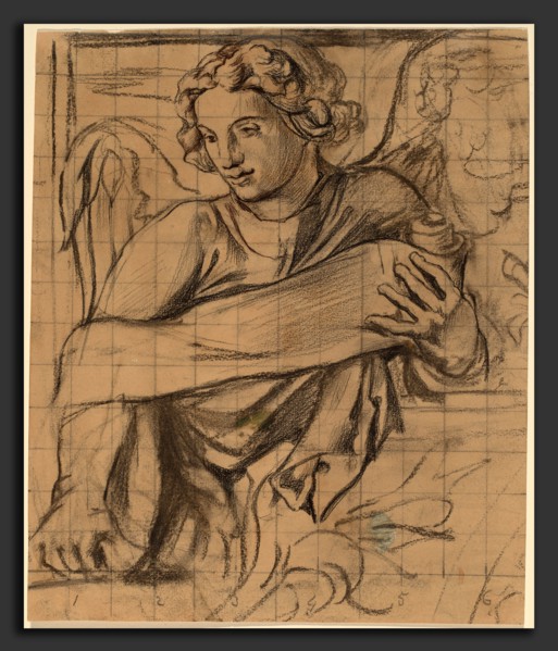 John La Farge, Angel - Trinity Church Mural, American, 1835 - 1910, 1876, charcoal, graphite, and