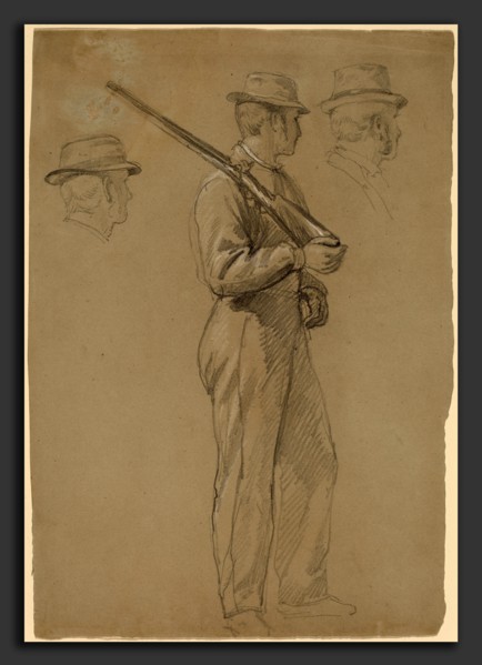 Daniel Huntington, Recruit; Two Studies of Heads, American, 1816 - 1906, c. 1862, graphite touched
