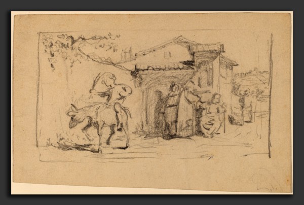 Elihu Vedder, Son and Donkey, American, 1836 - 1923, c. 1859, graphite on wove paper