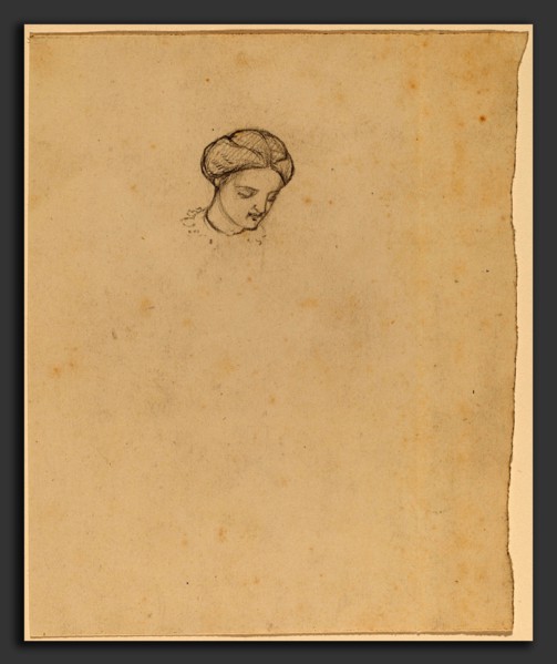 Elihu Vedder, Study of a Girl's Head, American, 1836 - 1923, c. 1858, graphite on wove paper