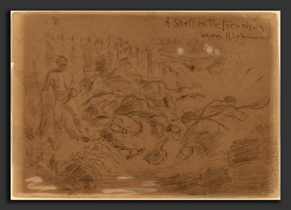 Winslow Homer, A Shell in the Trenches before Richmond [recto], American, 1836 - 1910, c. 1862,