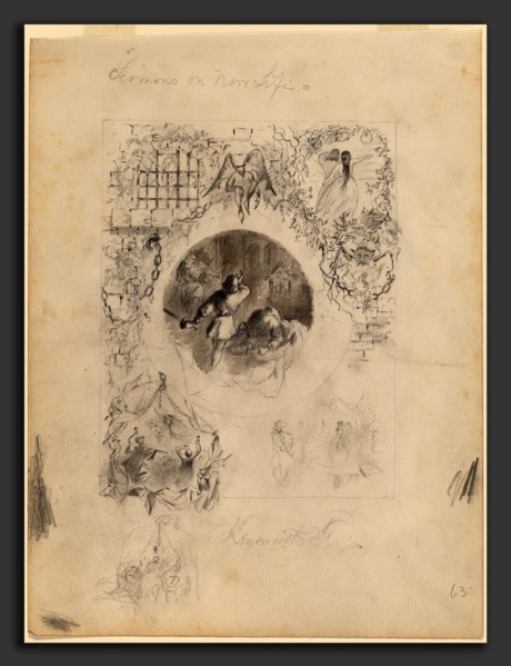 Alfred E. Hubbard, Title Page for Kensworth, American, active 19th century, graphite with gray wash