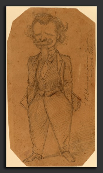 John Whetten Ehninger, Self-Portrait, American, 1827 - 1889, 1859, graphite on brown paper