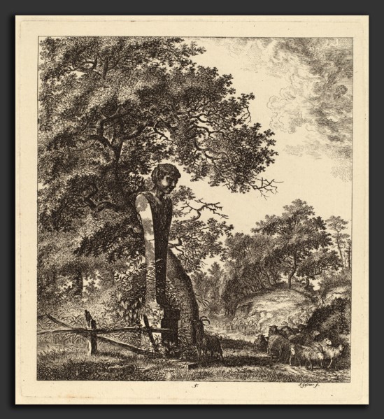Salomon Gessner, Wooded Landscape with a Herd of Goats and a Herm, Swiss, 1730 - 1788, 1764,