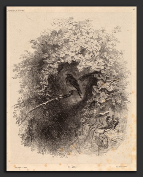 Karl Bodmer, Un Abri (A Shelter), Swiss, 1809 - 1893, 1858, lithograph in black on chine collé