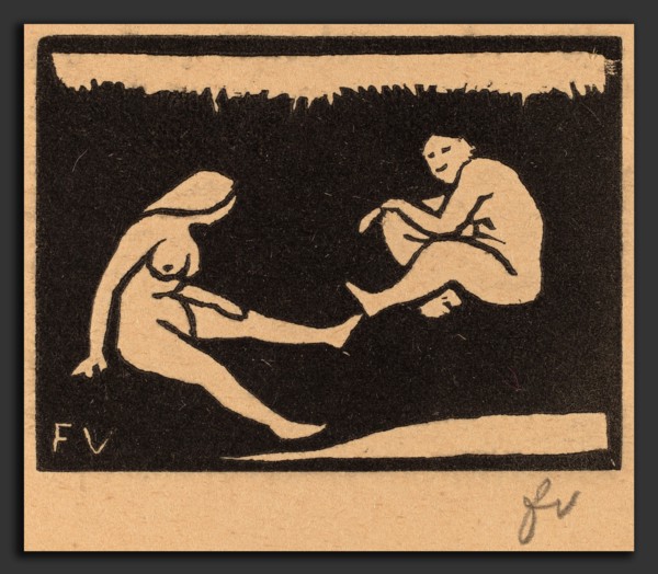 Félix Vallotton, Two Seated Bathers (Deux baigneuses assises), Swiss, 1865 - 1925, 1893, woodcut in