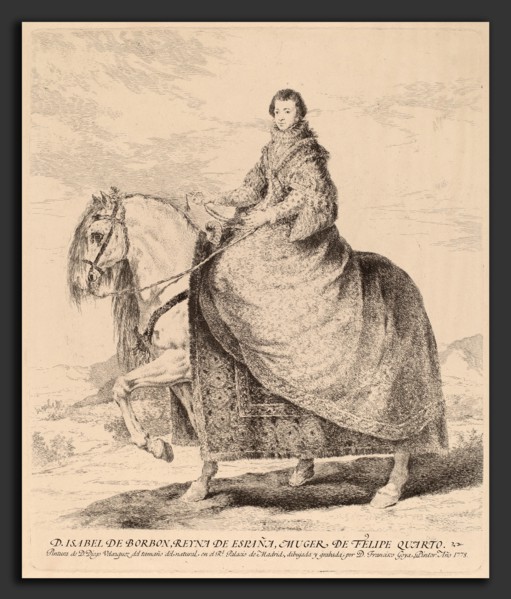 Francisco de Goya after Diego VelÃ¡zquez, Isabel de Borbon, Spanish, 1746 - 1828, 1778, etching and