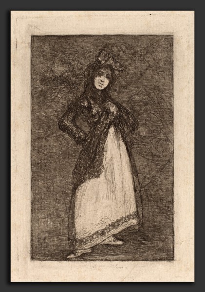 Francisco de Goya, Maja, Spanish, 1746 - 1828, 1824-1828, etching and aquatint with burnishing on