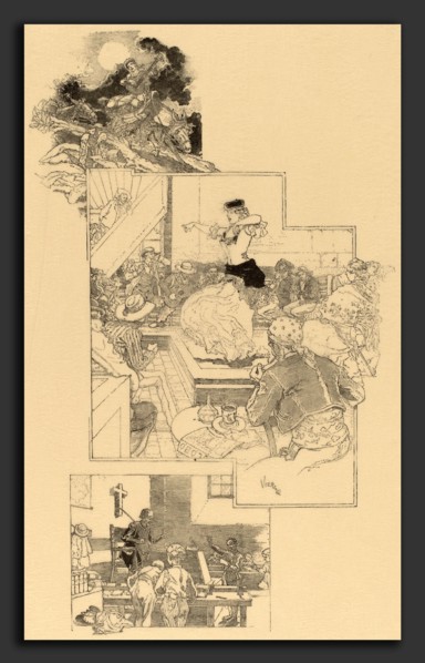 Daniel Vierge, On the Trail of Don Quixote, Spanish, 1851 - 1904, before 1896, wood engraving in