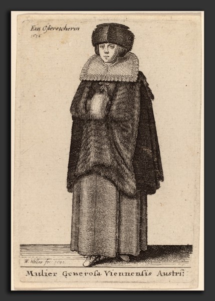 Wenceslaus Hollar (Bohemian, 1607 - 1677), Mulier Generosa Viennensis Austri, 1642, etching