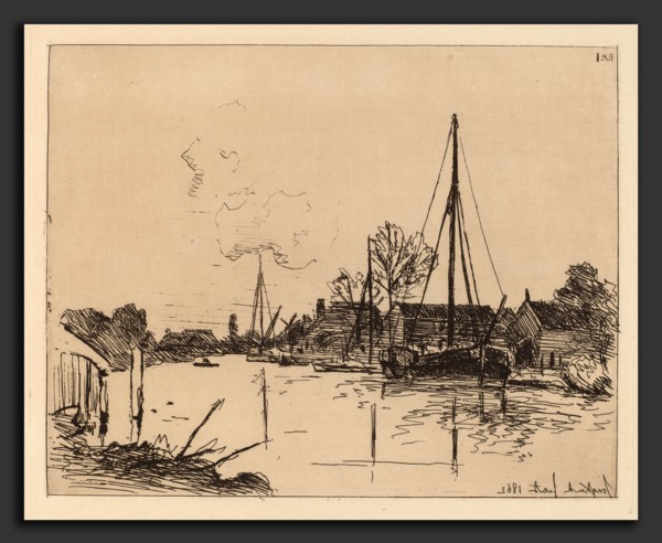 Johan Barthold Jongkind (Dutch, 1819 - 1891), The Canal (Le Canal), 1862, etching