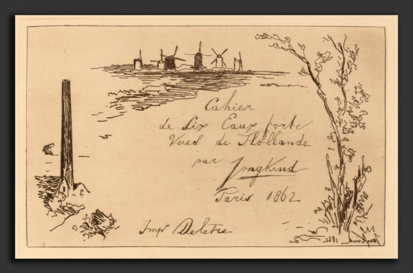 Johan Barthold Jongkind (Dutch, 1819 - 1891), Title Page (Titre du cahier de six eaux-fortes),