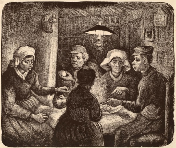 Vincent van Gogh (Dutch, 1853 - 1890), Potato Eaters, 1885, lithograph in dark brown