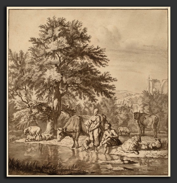 Cornelis Ploos van Amstel after Adriaen van de Velde (Dutch, 1726 - 1798), Shepherd and Shepherdess