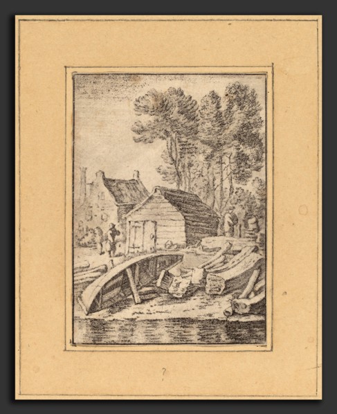 Cornelis Ploos van Amstel after Herman Saftleven (Dutch, 1726 - 1798), Shipyard, 1761, transfer