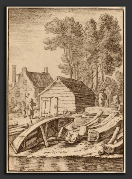 Cornelis Ploos van Amstel after Herman Saftleven (Dutch, 1726 - 1798), Shipyard, 1761, transfer