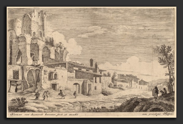 Herman van Swanevelt (Dutch, c. 1600 - 1655), Landscape with an Artist Sketching, etching