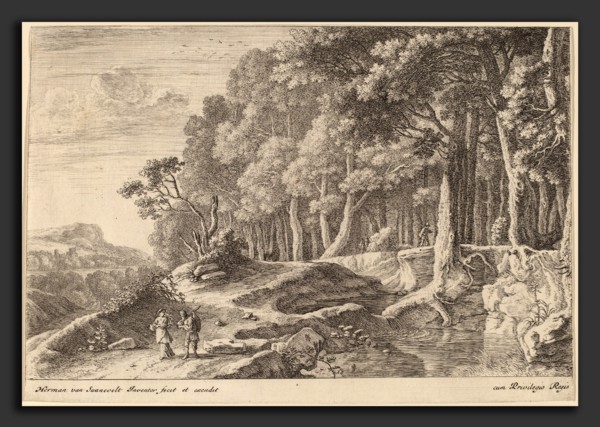 Herman van Swanevelt (Dutch, c. 1600 - 1655), Woods Bordered by a Stream, etching