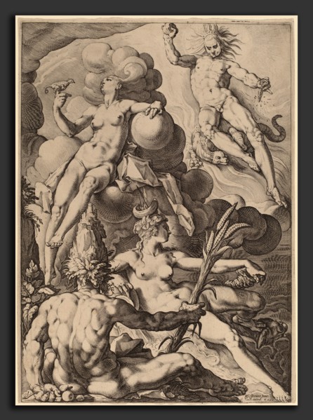 Jacob Matham after Hendrik Goltzius (Dutch, 1571 - 1631), The Four Elements, probably 1588,
