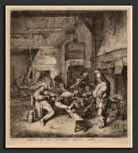 Cornelis Dusart (Dutch, 1660 - 1704), Violin Player Seated in a Tavern, 1685, etching and roulette