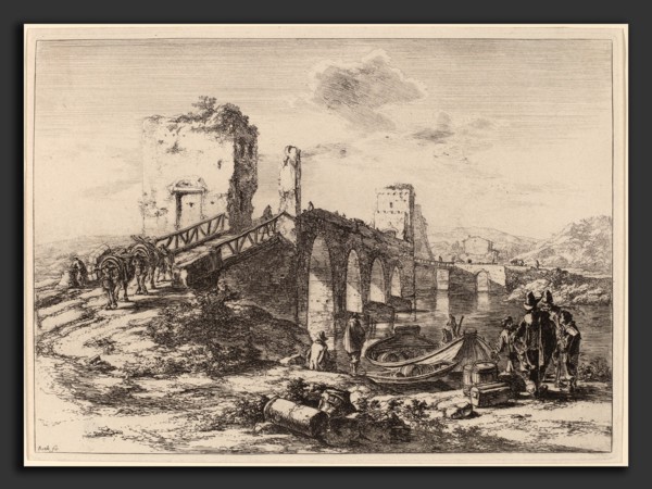 Jan Both (Dutch, 1615-1618 - 1652), The Ponte Molle, etching on wove paper, posthumous impression