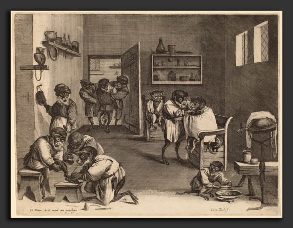 Coryn Boel after David Teniers the Younger (Flemish, 1620 - 1688), Monkey Business in Old Holland,