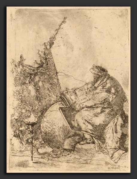 Giovanni Battista Tiepolo (Italian, 1696 - 1770), Philosopher Seated, with Globe, Book, and