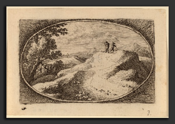 Herman van Swanevelt (Dutch, c. 1600 - 1655), Two Men on a Bare Hill, etching
