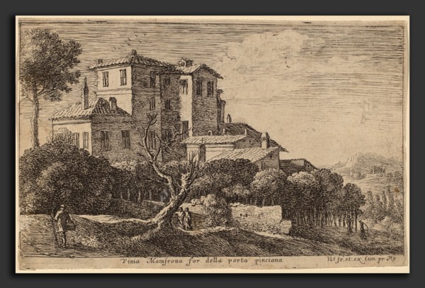 Herman van Swanevelt (Dutch, c. 1600 - 1655), View of the Vineyard of the Villa Mamsrona, etching