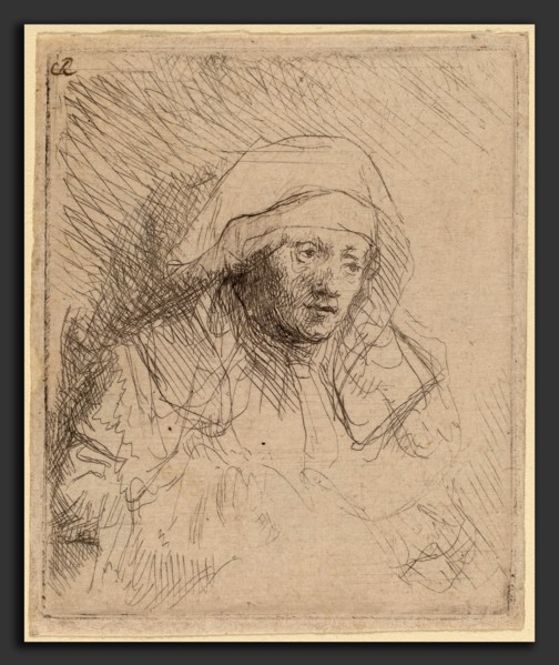 Rembrandt van Rijn (Dutch, 1606 - 1669), Sick Woman with a Large White Headdress (Saskia), c.