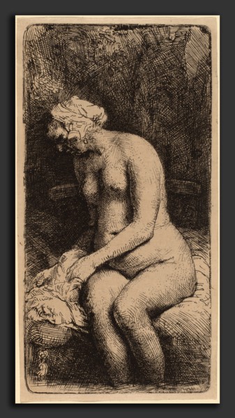 Rembrandt van Rijn (Dutch, 1606 - 1669), Nude Seated on a Bench with a Pillow (Woman Bathing Her
