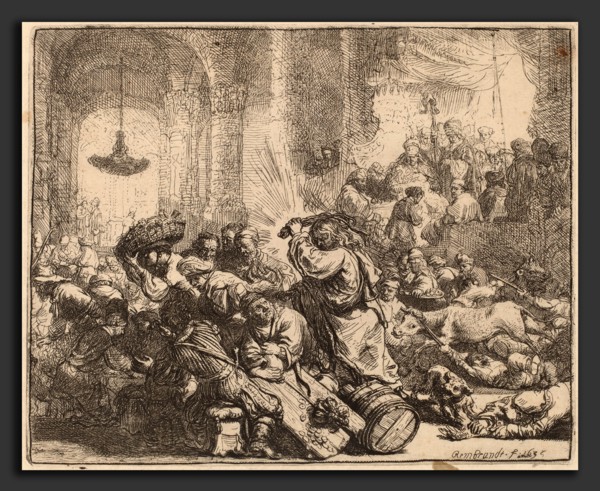 Rembrandt van Rijn (Dutch, 1606 - 1669), Christ Driving the Money Changers from the Temple, 1635,