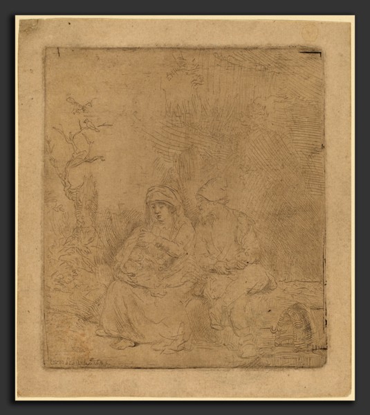 Rembrandt van Rijn (Dutch, 1606 - 1669), The Rest on the Flight: Lightly Etched, 1645, etching,