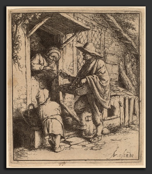 Adriaen van Ostade (Dutch, 1610 - 1685), Eyeglass Peddlar, c. 1646, etching on laid paper