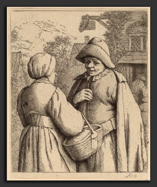 Adriaen van Ostade (Dutch, 1610 - 1685), Man and Woman Conversing, probably 1673, etching
