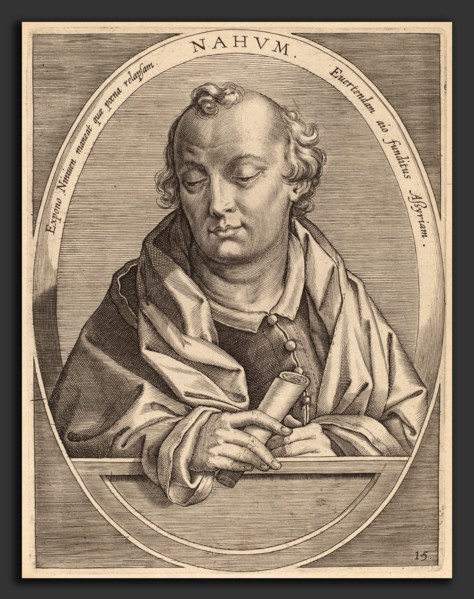 Theodor Galle after Jan van der Straet (Flemish, c. 1571 - 1633), Nahum, published 1613, engraving