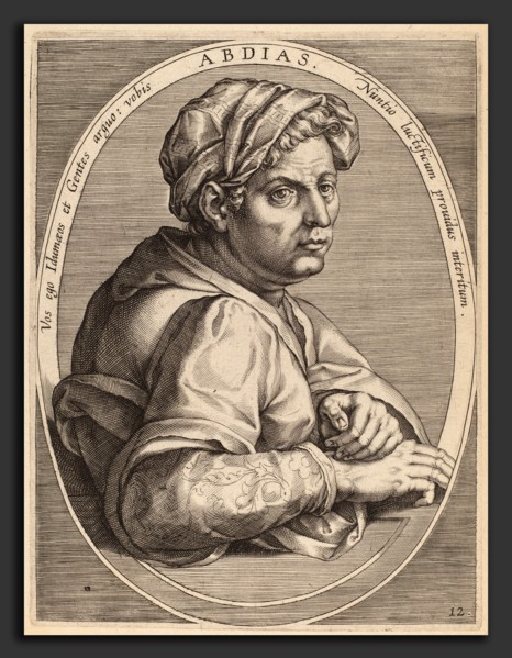 Theodor Galle after Jan van der Straet (Flemish, c. 1571 - 1633), Abdias, published 1613, engraving