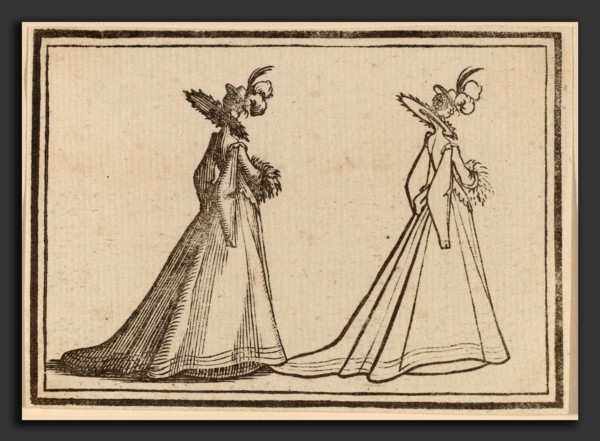 Edouard Eckman after Jacques Callot (Flemish, born c. 1600), Lady in a Large Coat, 1621, woodcut