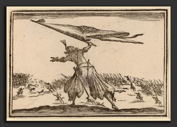 Edouard Eckman after Jacques Callot (Flemish, born c. 1600), Standard Bearer, 1621, woodcut