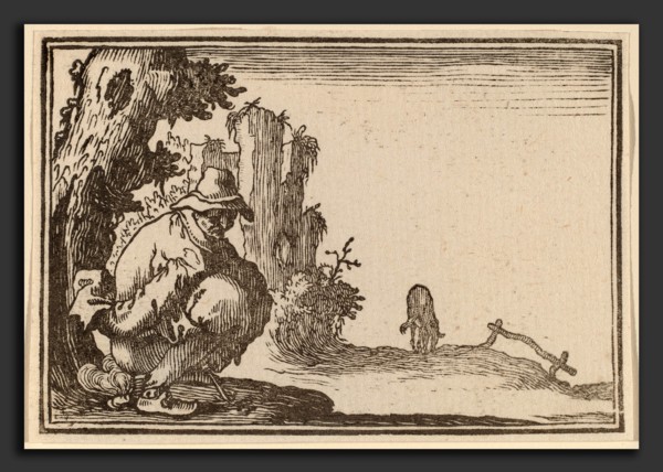 Edouard Eckman after Jacques Callot (Flemish, born c. 1600), Peasant Defecating, 1621, woodcut
