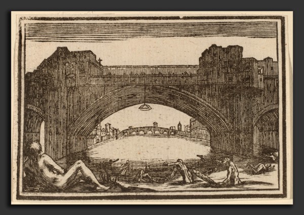 Edouard Eckman after Jacques Callot (Flemish, born c. 1600), Ponte Vecchio, Florence, 1621, woodcut